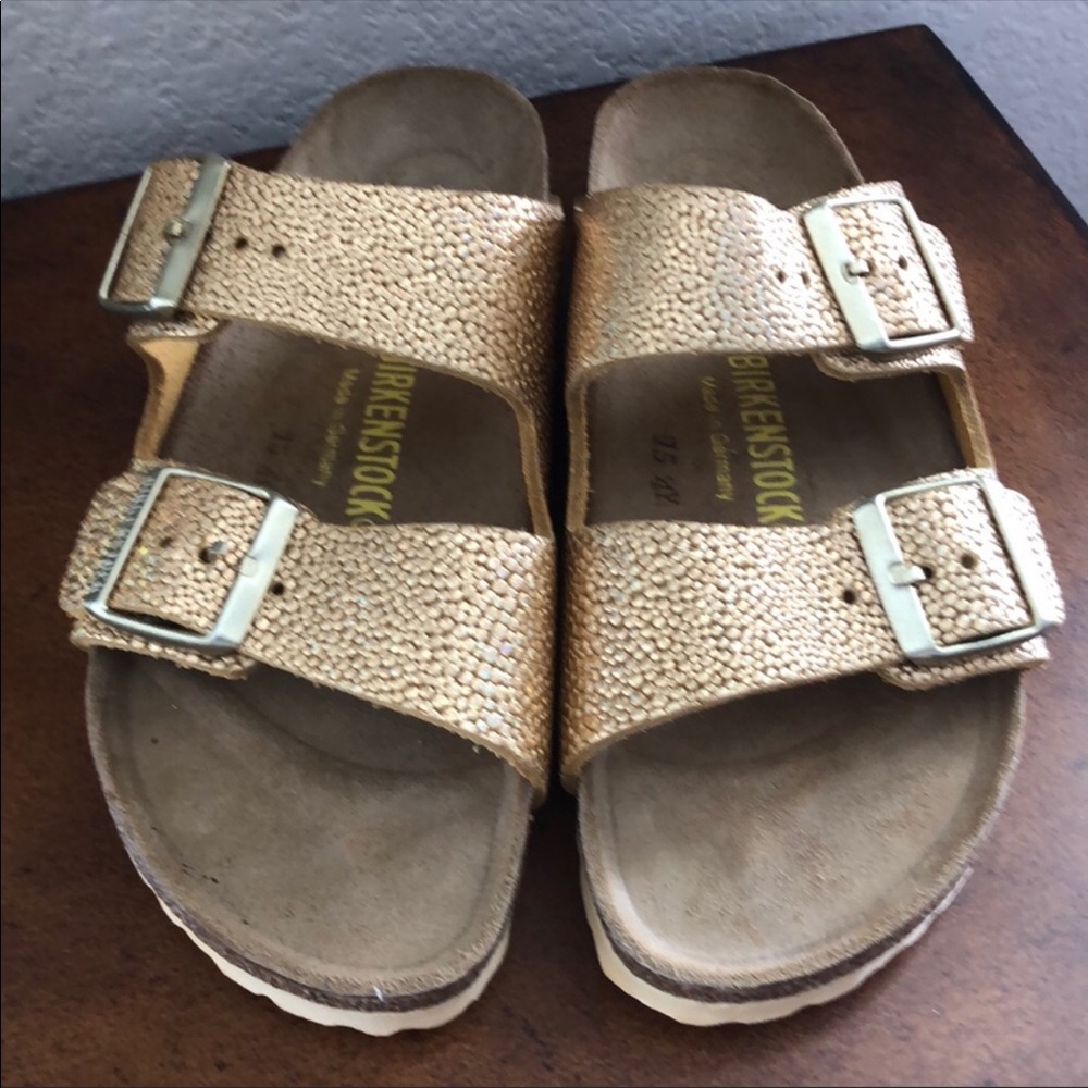 Gold Birkenstocks, EUC